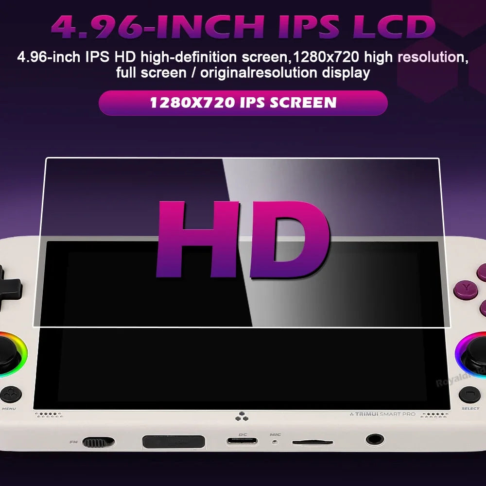 64G 128G 256G Portable Handheld Video Game Console 4.96'' IPS Screen Joystick RGB Lighting Smart Pro Retro Handheld Game Player