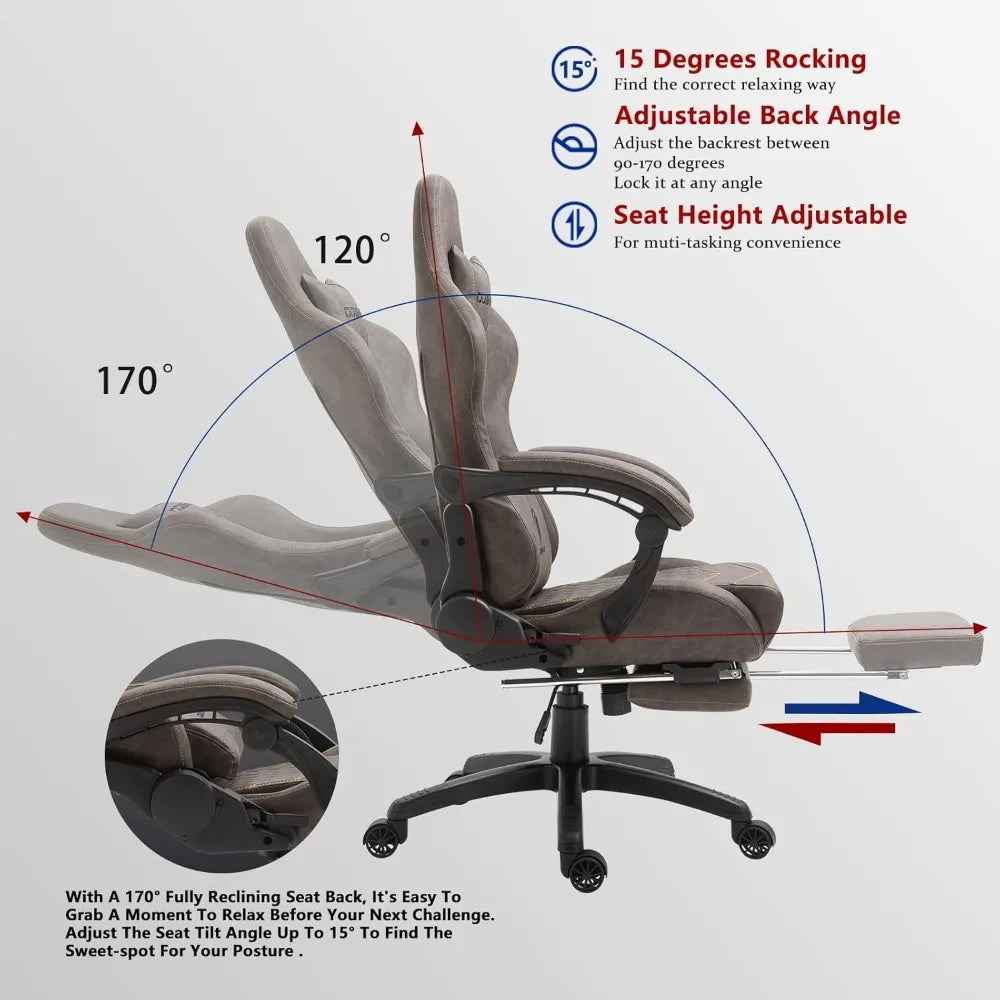 Gaming Chair Big and Tall, Ergonomic Game Chair for Adults with Footrest and Massage Lumbar Support, High Back Computer