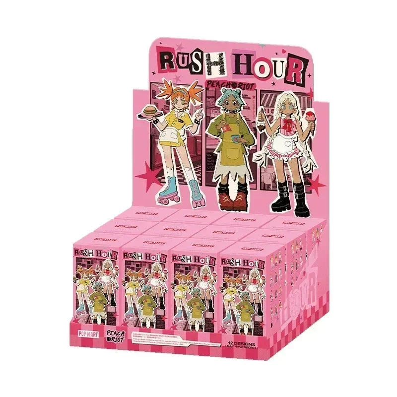 POP MART Peach Riot Rush Hour Series Blind Box Toys Kawaii Anime Action Figure Surprise Desktop Decoration Mystery Box