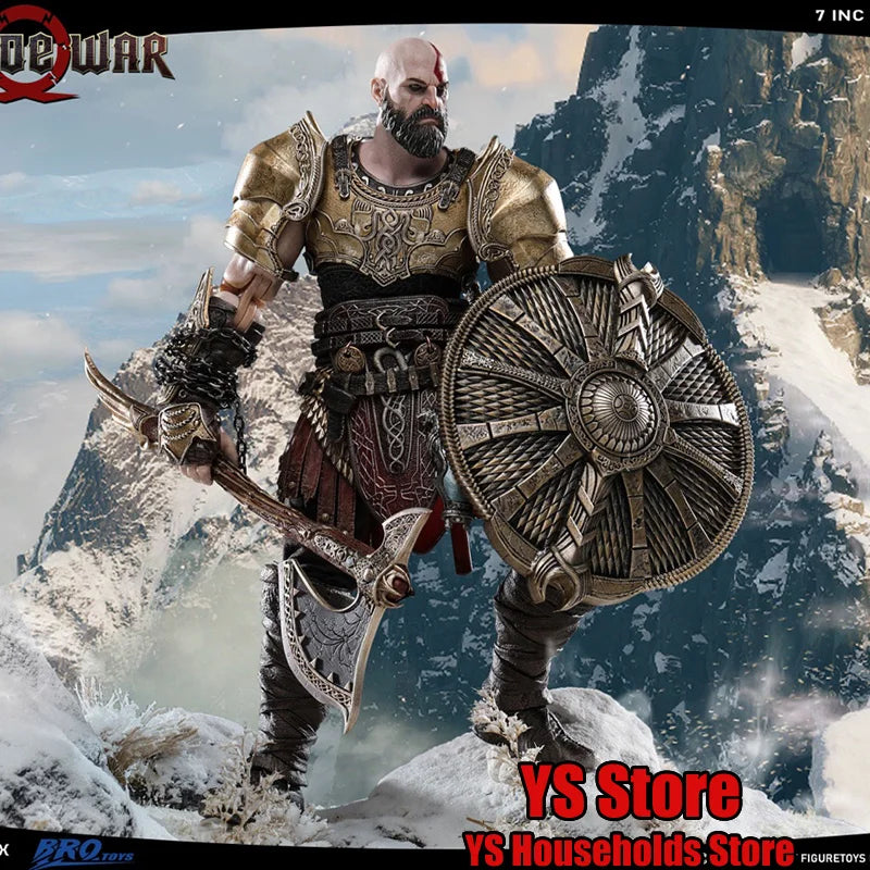 Hot Sale TAKETHAT&brotoys TB-001 1/12 God of War Kratos Bald Lord Kui Tough Guy 7Inches Action Figure Fans Gift Collection