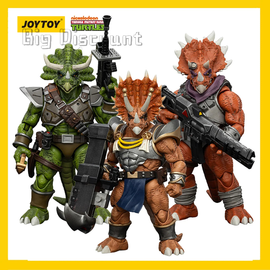 JOYTOY TMNT Екшън фигурка Капитан Зоракс/Адютант Зорк/Трицератон Пехотинец 3 бр. Аниме 1/18 Модел