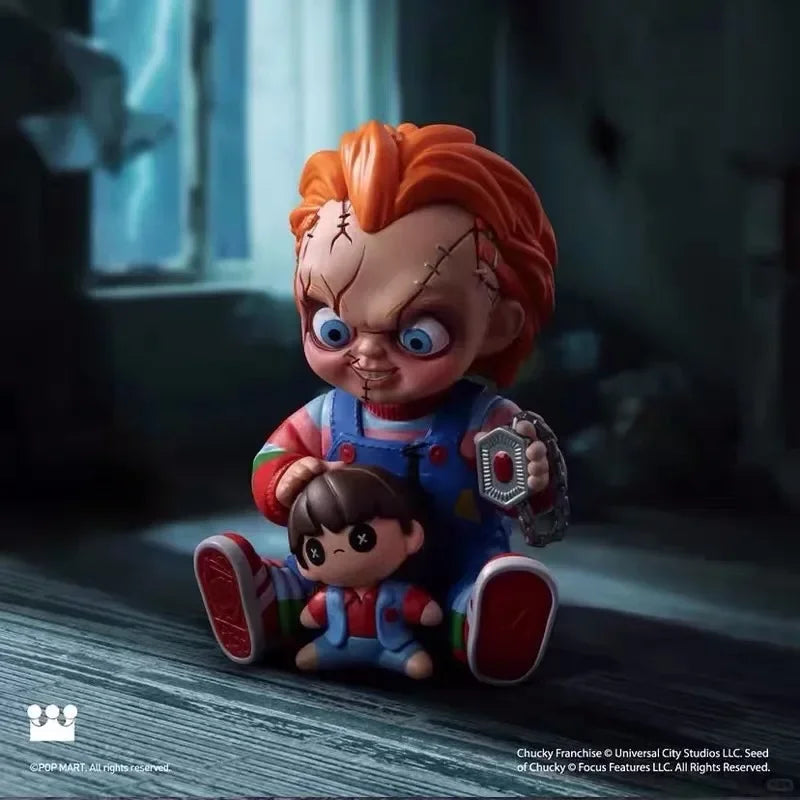 POPMART Halloween Chucky Ghost Kid Reincarnation Series Blind Box Trendy Toy Anime Actionfigur Überraschungsgeschenk zum Geburtstag