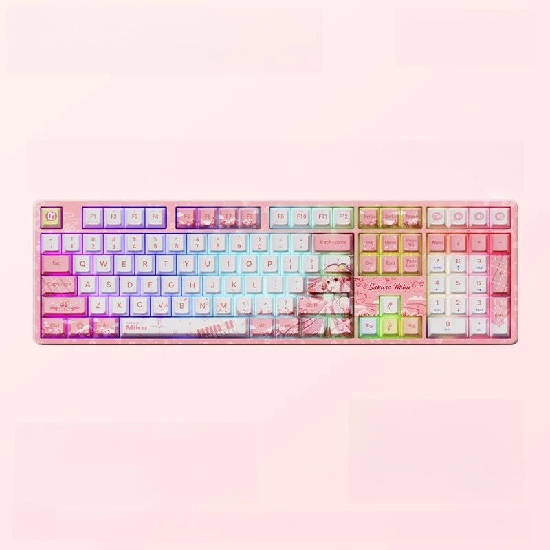 Anime Hatsune Miku 5108B Plus Sakura Future Co branded Mechanical Keyboard Sakura Pink Girl Office Bluetooth Wireless