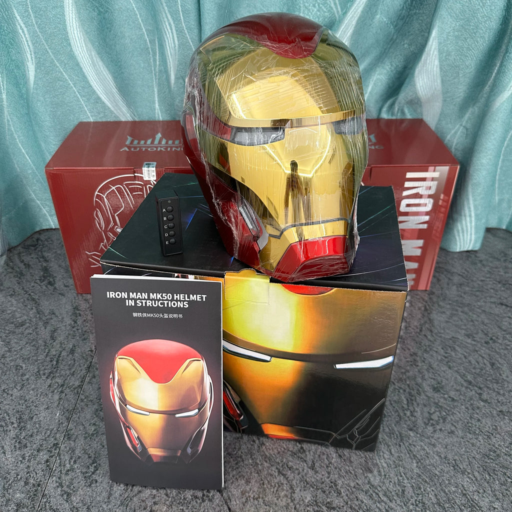 Hot 1:1 Iron Man MK50 Wearable Figures Helmet Deformation Voice Activated Around Derived Animation Marvel Model Toy Gift