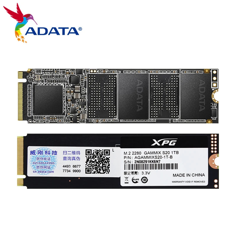 Original ADATA XPG GAMMIX S20 1TB PCIe Gen 3x4 M.2 SSD Internal Storage Disk 512GB 256GB 2T Solid State Drive For Laptop/Desktop