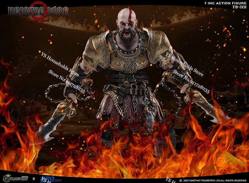 Hot Sale TAKETHAT&brotoys TB-001 1/12 God of War Kratos Bald Lord Kui Tough Guy 7Inches Action Figure Fans Gift Collection