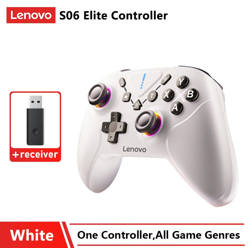 Original Lenovo S06 Wireless Bluetooth Gamepad With 2.4G No Stick Drift Wired Gamepad Hall Joysticks Triggers Gaming Controller
