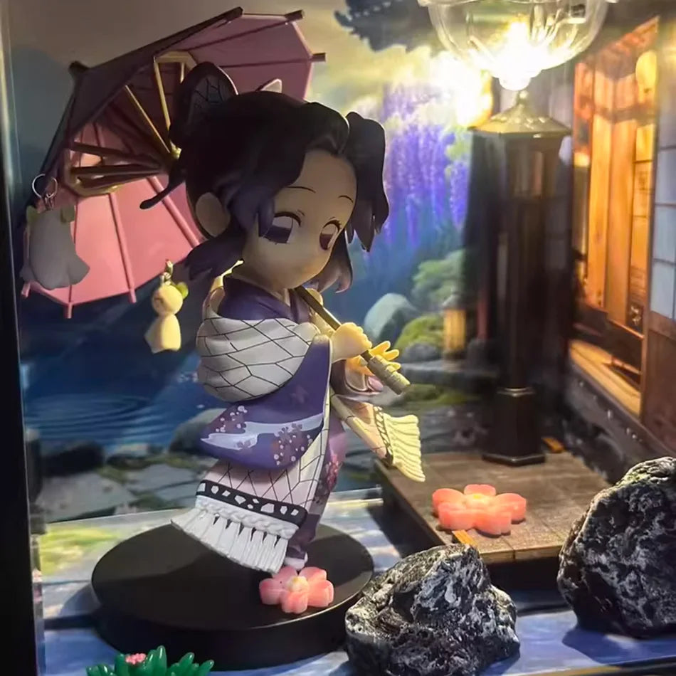 6pcs Q Version Demon Slayer Sitting Ghost Doll Tanjiro Nidouzi Inosuke Zenizu Toy Figural PVC Model Gift