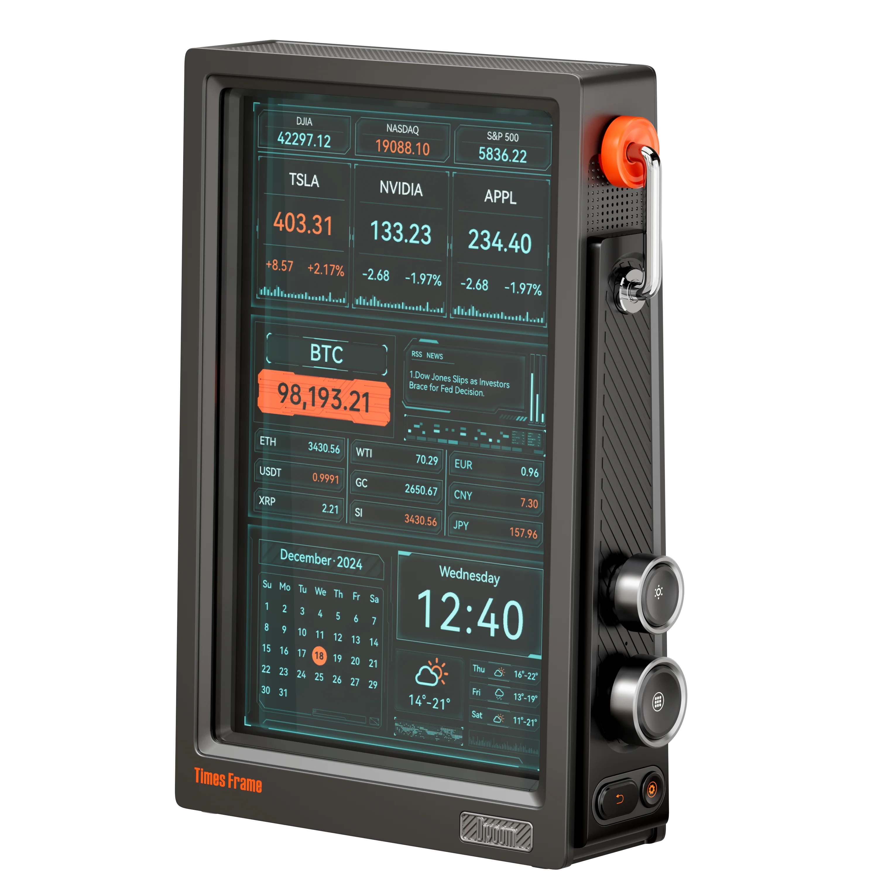 Divoom Times Frame Smart HD-Bildschirm | 10,1 Zoll DIY-Digitaluhr | Krypto-Aktien-Wetterkalender | Tech-Geschenk-Schreibtisch-Setup