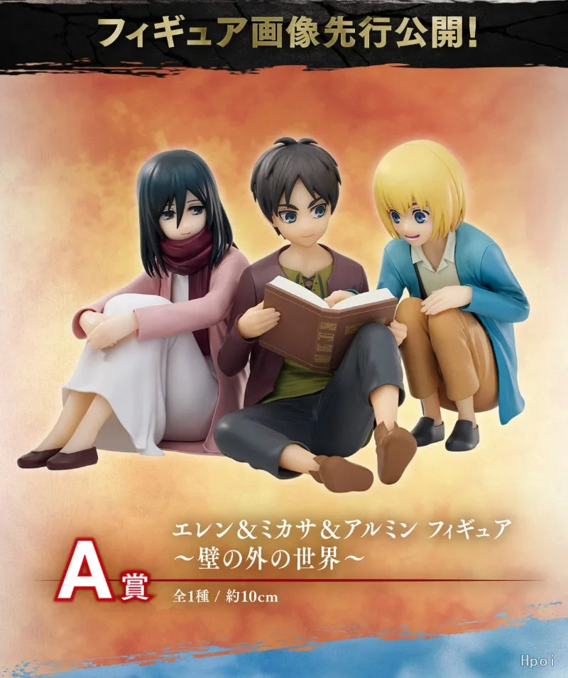 -In Stock Original BANDAI Ichiban KUJI Attack on Titan Eren Yeager Levi Ackerman Zoe Hans Mikasa Armin Arlert  Model  Figure