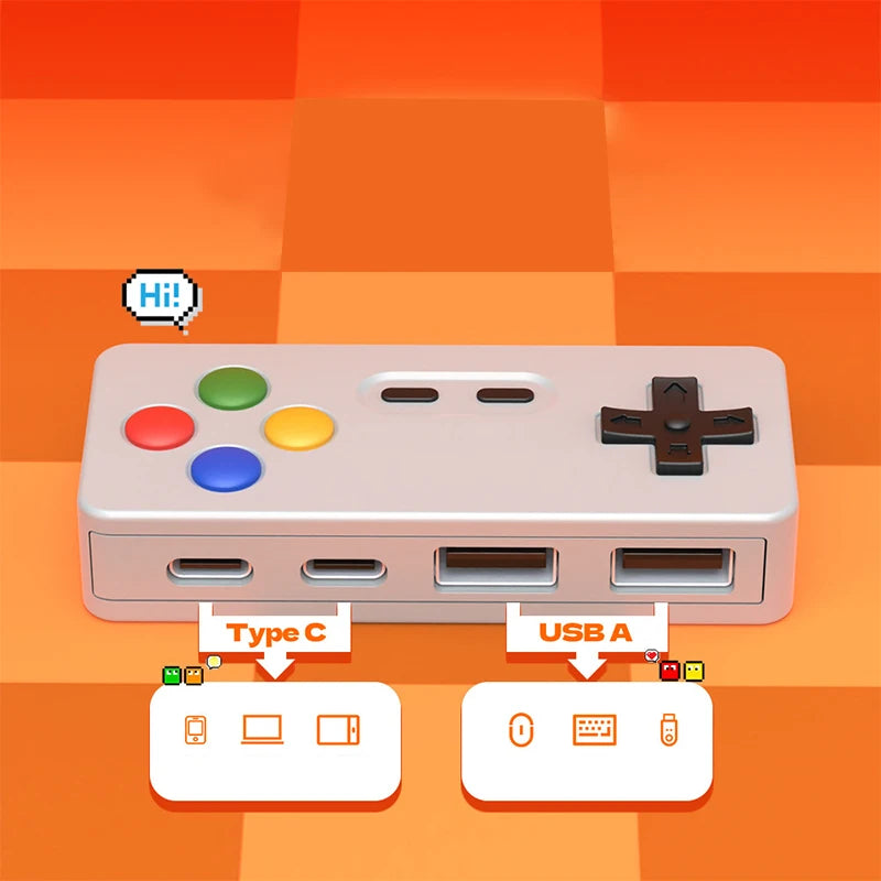 4-in-1 Gamepad-Modellierungs-HUB Gamecontroller Computer USB Typ-C USB-C Schnittstellenadapter für Laptop PC Maus Tastatur U-Disk