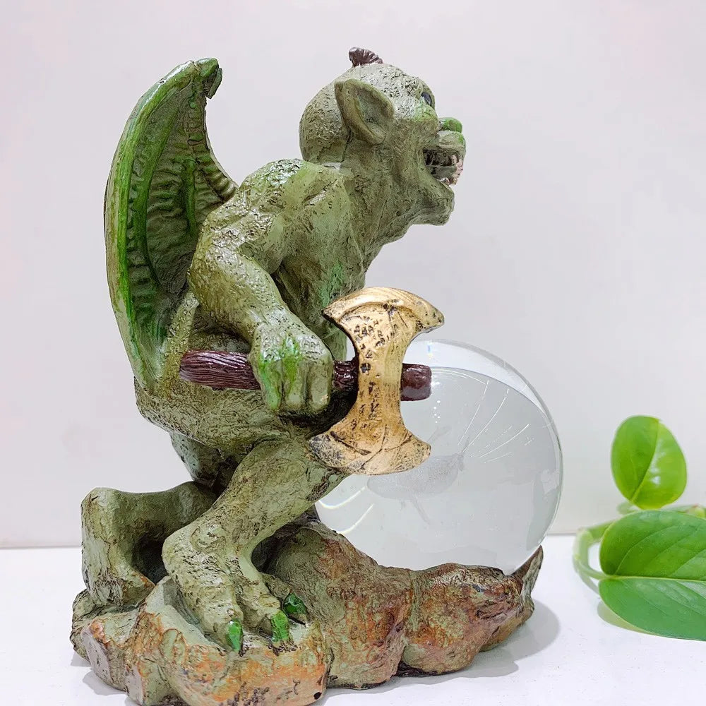 Gargoyle Resin Craft  Stone Monster Ball Holder   Crystal Ball  Mineral Specimen Stand  Decorative Ornament  Gift