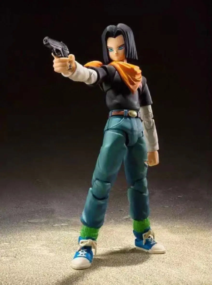 In Stock Bandai S H Figuarts Original Dragon Ball Android 17 Doll Brand New Boxed Action Figure Anime Characters Model Garage