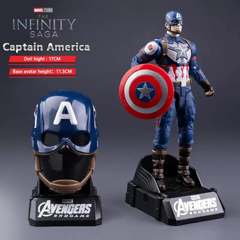 17cm Marvel Action Figure Deformable Toy Iron Man MK85 Captain America Joints Mobility Head Shaped Statue Model Doll Kids Gifts