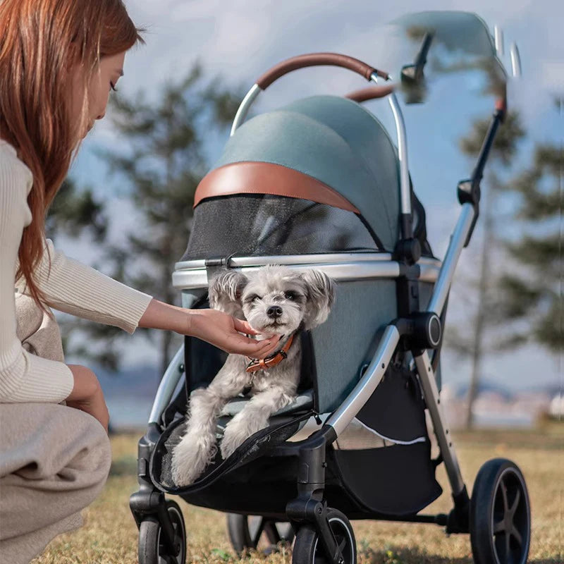 2025 New Strollers Dog Cat Lightweight Foldable Carrier Pet Portable Carrier Detachable Cat Dog Cage Pet Travel Trolley