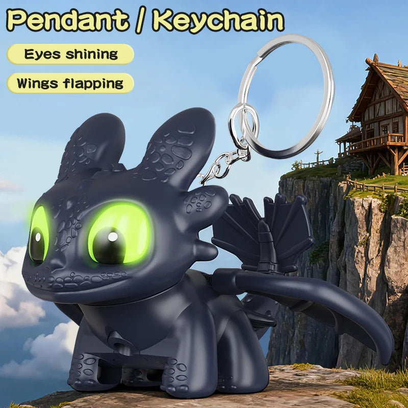 Toothless Keychains Cartoon Anime Figure Toys Glow in The Dark Luminous Keychain Toys Car Interior Ornament