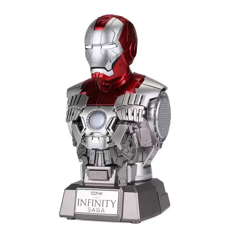 Marvel Iron Man MK5 Action Figure Bust Speaker Poseable Collectible with Bluetooth Cool Gadget Gift for Boys & Fans