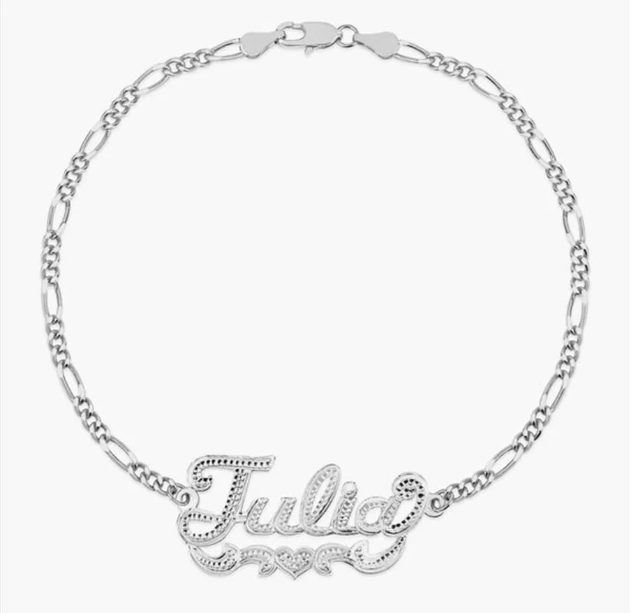 Customized Bracelets Name With Heart Two-Color Literal Bracelet 18K Gold-plated Stainless Steel Personalized Bracelet For Women