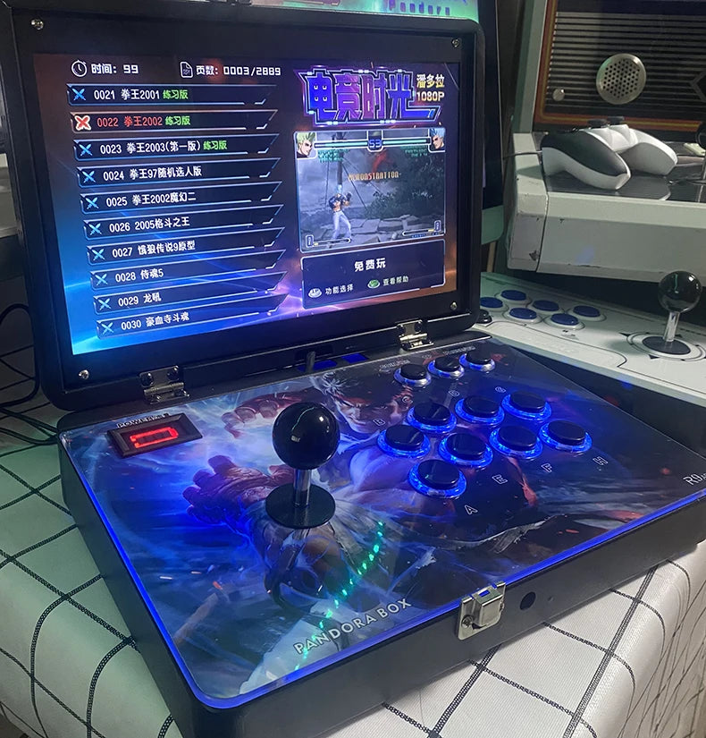 2025 New Pandora Box Portable Flip-Cover Foldable Arcade Joystick Game Console 14-inch Pandora 3D WIFI Game