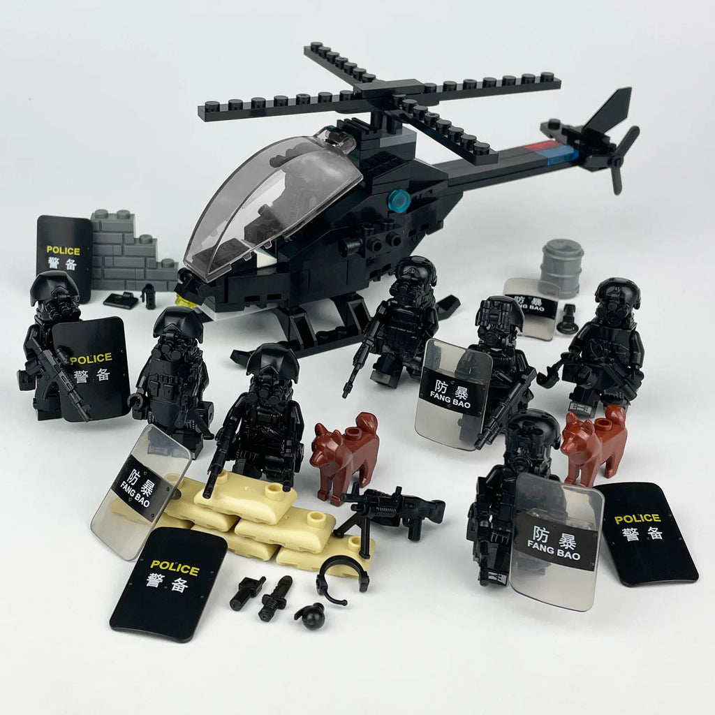 Shield ghost swat humanoid dolls, building blocks, digital action figures assembled toys reptile children's educational toys