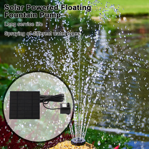 1,2 W Solarbrunnen-Teichpumpen-Set, 200 l/h, mit 6 Düsen, Solarwasserpumpen-Set, Solarbrunnen für Vogelbad, Teiche, Garten, Fischtank