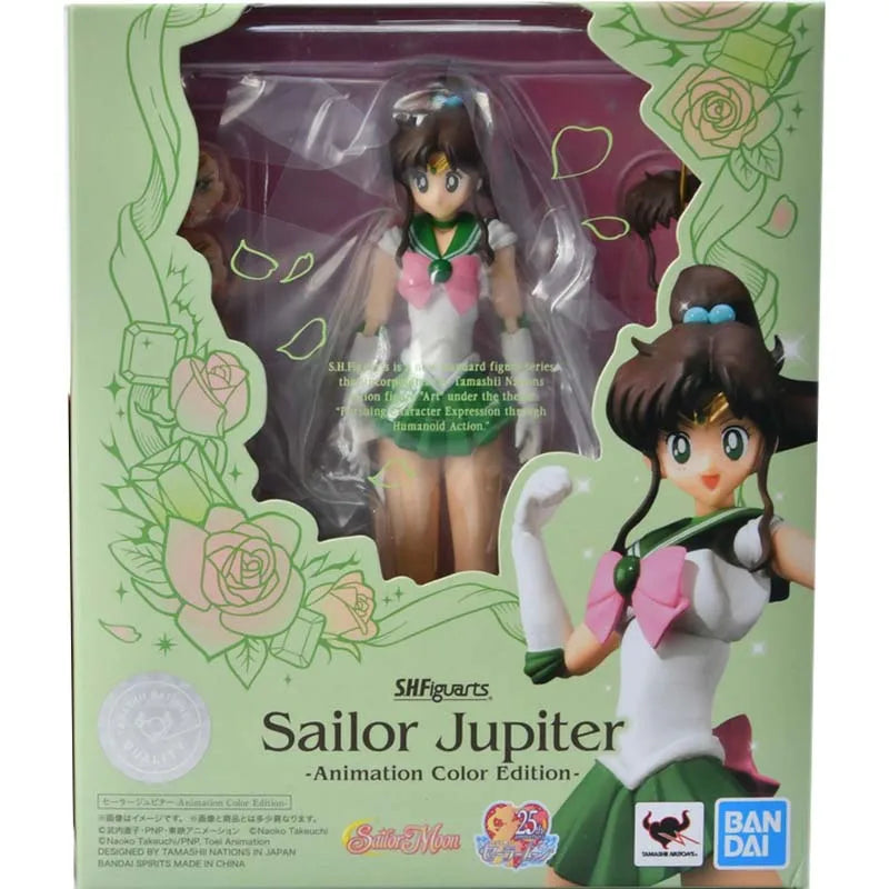 Bandai Sailor Moon Anime Figure SHF Chibi Moon Sailor Moon Mercury Mars Jupiter Venus Uranus Neptune Action Figure Toys Gift