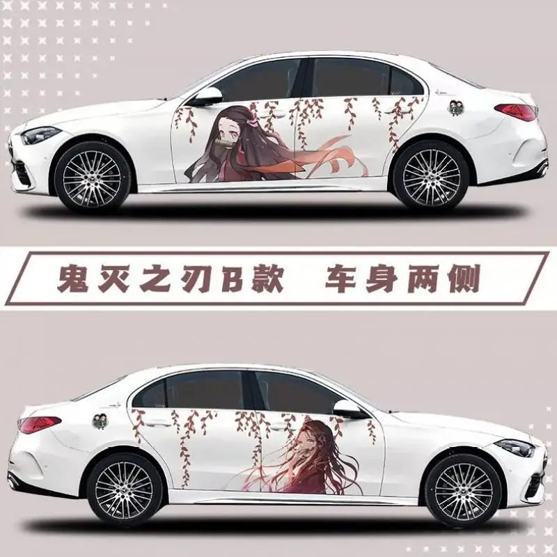 Demon Slayer Sticker Car Body Decoration Car Clothes Diy Cute Kamado Tanjirou Kochou Shinobu Car Decoration Sticker Gift
