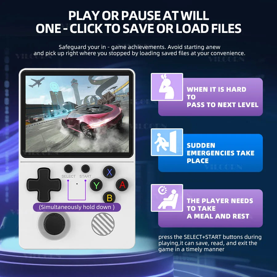 3.5 Inch Pocket Portable Video Game Console Open Source Handheld Game Player with 22000+ Games for PS1 GBA Retro Emulator