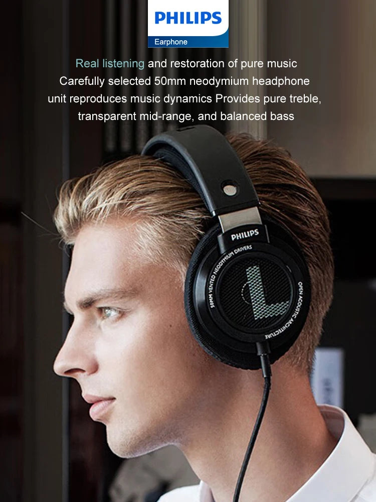 Philips SHP9500 Kopfhörer HiFi-Stereo-Kopfhörer mit Kabel, Computer, Online-Lernen, Ohrhörer, Esports-Spiel, 3,5 mm, 6,3 mm, Universal-Headset