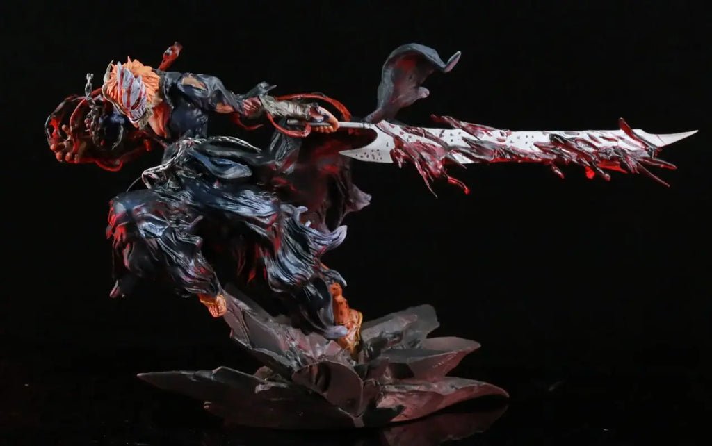 22cm GK Statue Bleach Ichigo Kurosaki Hollow Mask Attacking Pose Anime Figure Model Statue Desktop Decoration