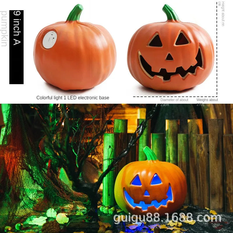 Halloween pumpkin lantern hollow out LED light emitting funny indoor and outdoor decoration props 3pcs set
