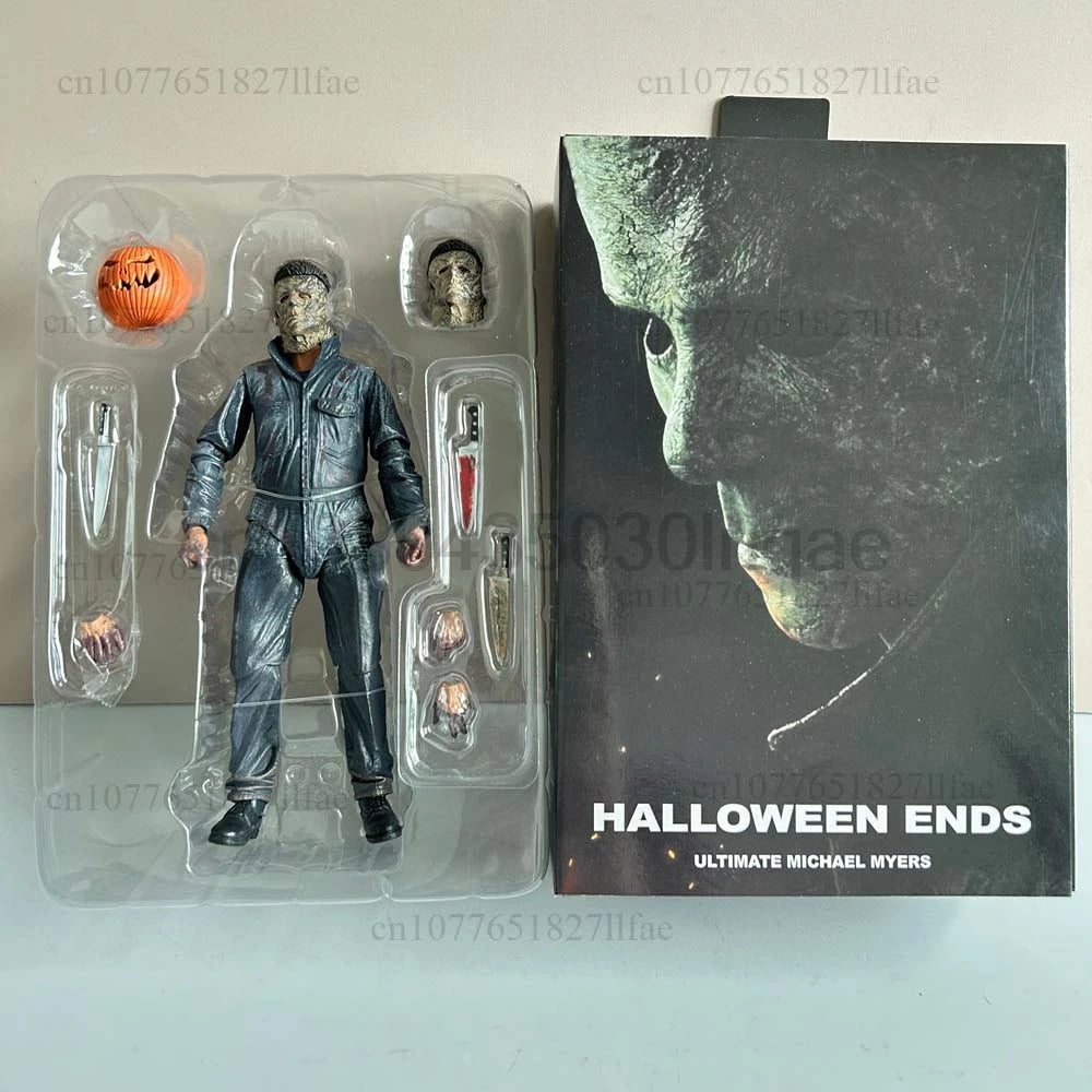 NECA Michael Myers Figur mit LED-Kürbis Halloween II Kills Ends Michael Myers Ultimate Actionfigur Modellspielzeug Gelenk beweglich