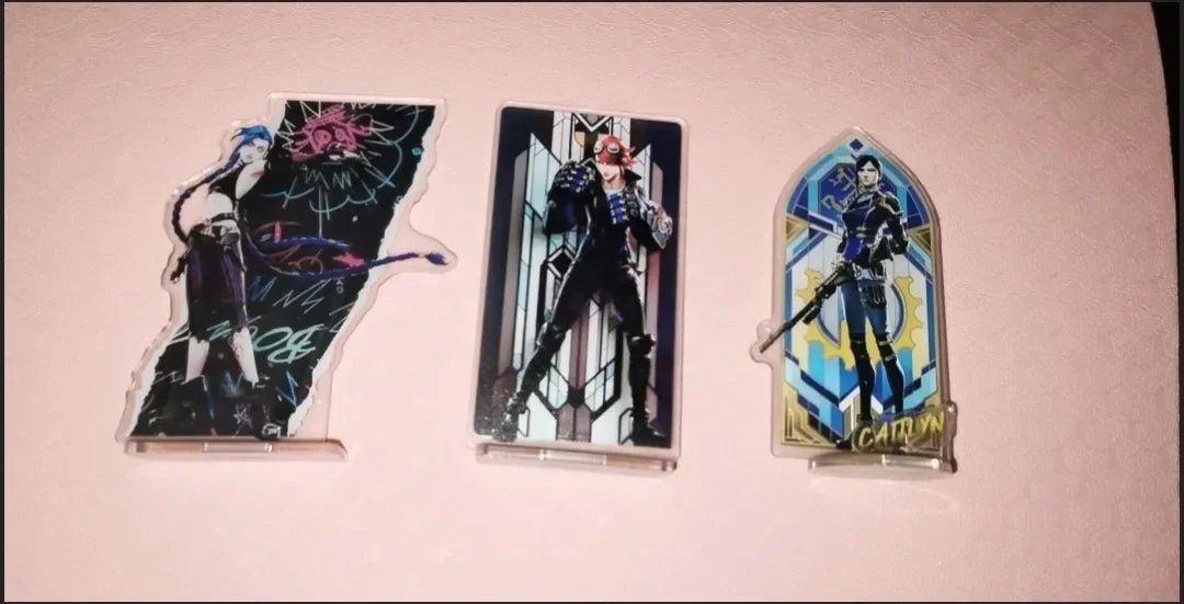 Hot Game League Of Legends City Of Two Cities Jinx Vi Caitlyn Kiramman Sign Perimeter Cartoon Anime Figure Model Decor Gift