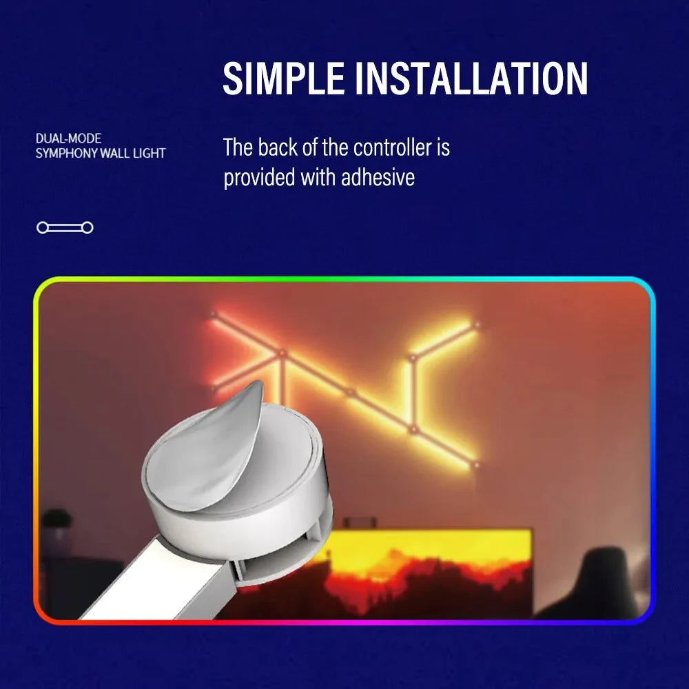 6/9PCS Splicing Smart Atmosphere Wall Light Combination DIY RGB Night Light Strip Room Computer TV Background Light Bar