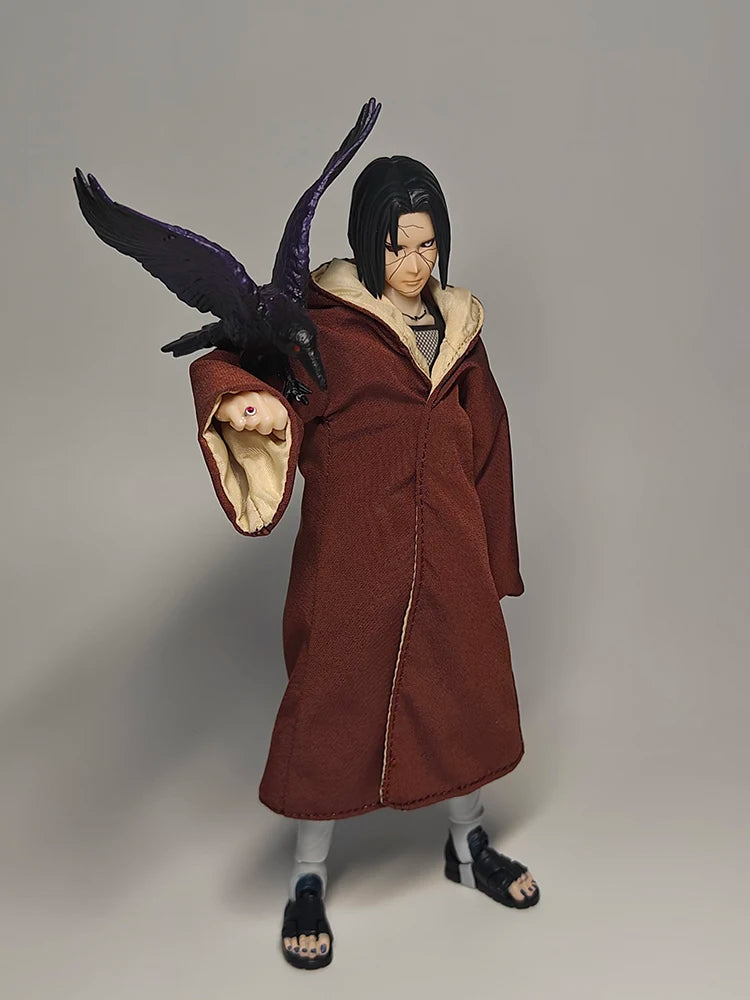 1/12 Uchiha Itachi Anime Boy Figure Coffee Hoodies Cloth Long Robe Toys Coat Clothes Accessory For 6" Shf Naruto Soldier Cosplay