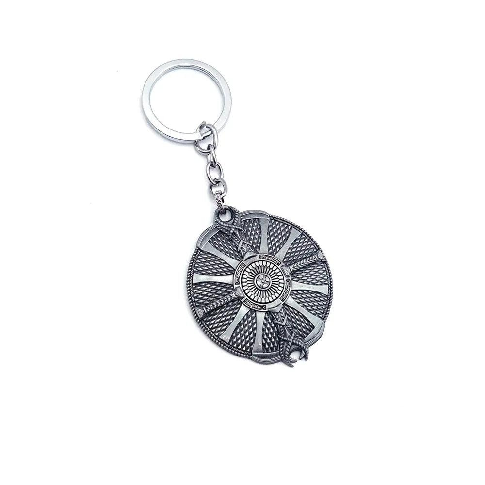 Mini Kratos Sword Key Chain Pendant For Men God of War 9cm Blades of Chaos Tiny Weapon Key Ring with Stand Accessories Keychain
