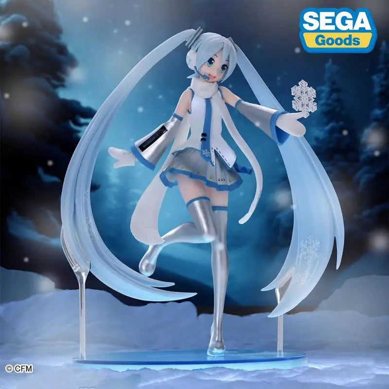 22cm Genuine SEGA Luminasta Hatsune Miku Snow Miku Sky Town Anime Action Figure Model Toys Gift for Birthday