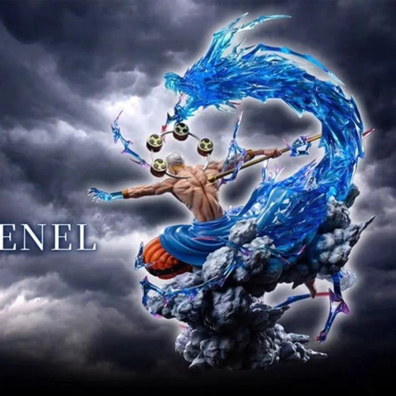 One Piece Glowing Thunder God Enel Figure Anime Collectible PVC Statue Decorative Figurine Model Gift For Anime Fans Home Decor
