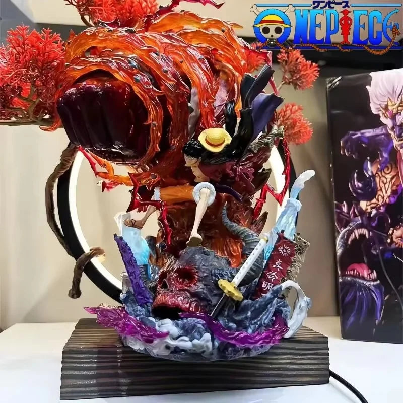 One Piece Luffy Gear 3 Anime Figure 2025 New Hot Red Roc PVC Model Statue with LED Light Collectible Decor Birthday Gift Toy