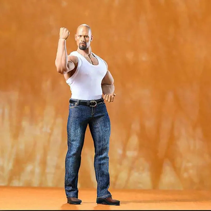 Toy Center 1/6 Male Soldier Casual Tight Sports Tank Top Jeans Belt Leather Shoes for 12" Action Figure M35 Srong Body Dolls