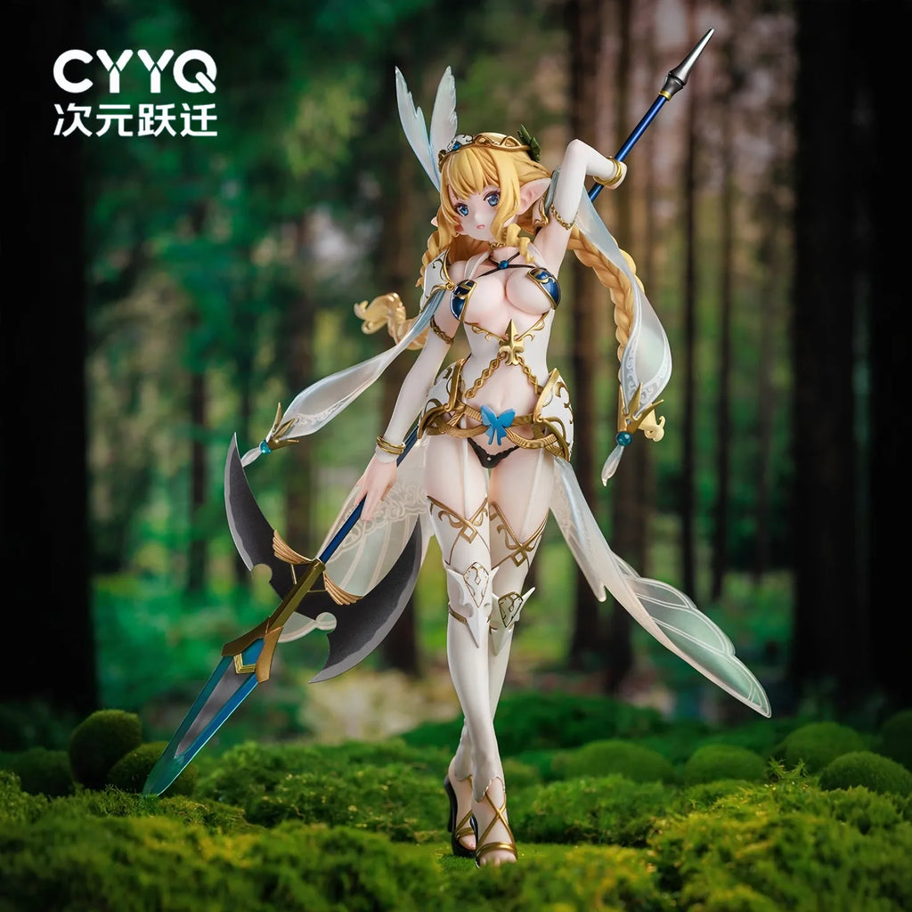 Anime Figure Lincia Elf Village Third Villager Long Halberd Beautiful Girl Two Dimensional Collectible Desktop Ornament