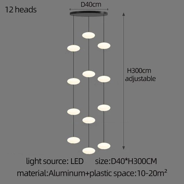 Modern Led staircase chandelier living room hanging light designer Villa duplex building  oval string attic pendant lighting