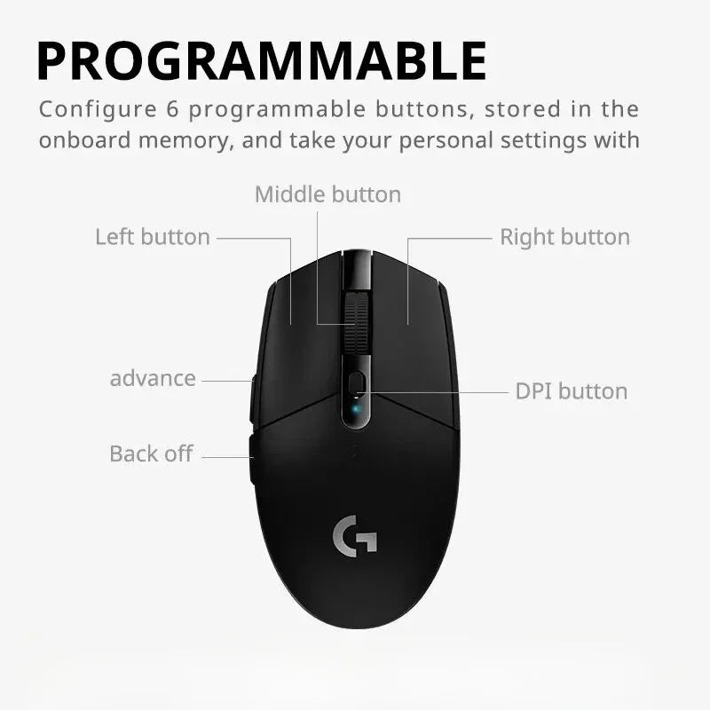 Logitech G305 LIGHTSPEED Wireless Gaming Mouse HERO 12K DPI 99g Ultra-Long Battery Life 250h 6Programmable Buttons PC Mac Laptop