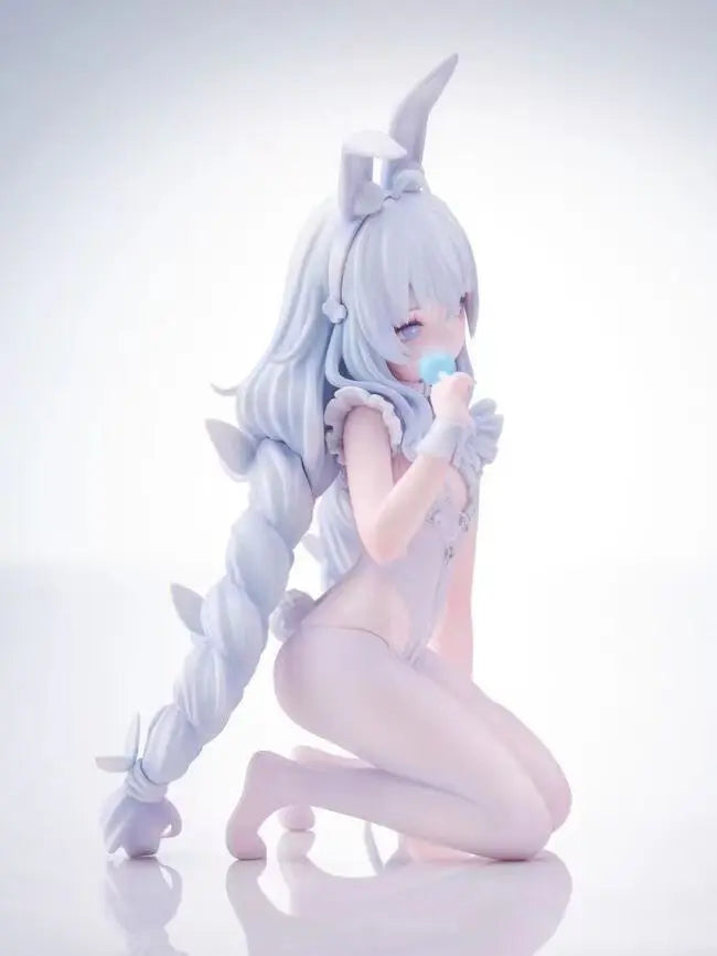 Azur Lane 15cm MNF Le Malin Figure Beautiful Girl Doll Lazy White Rabbit Kneeling Model Ornaments Anime Game Toys Gifts
