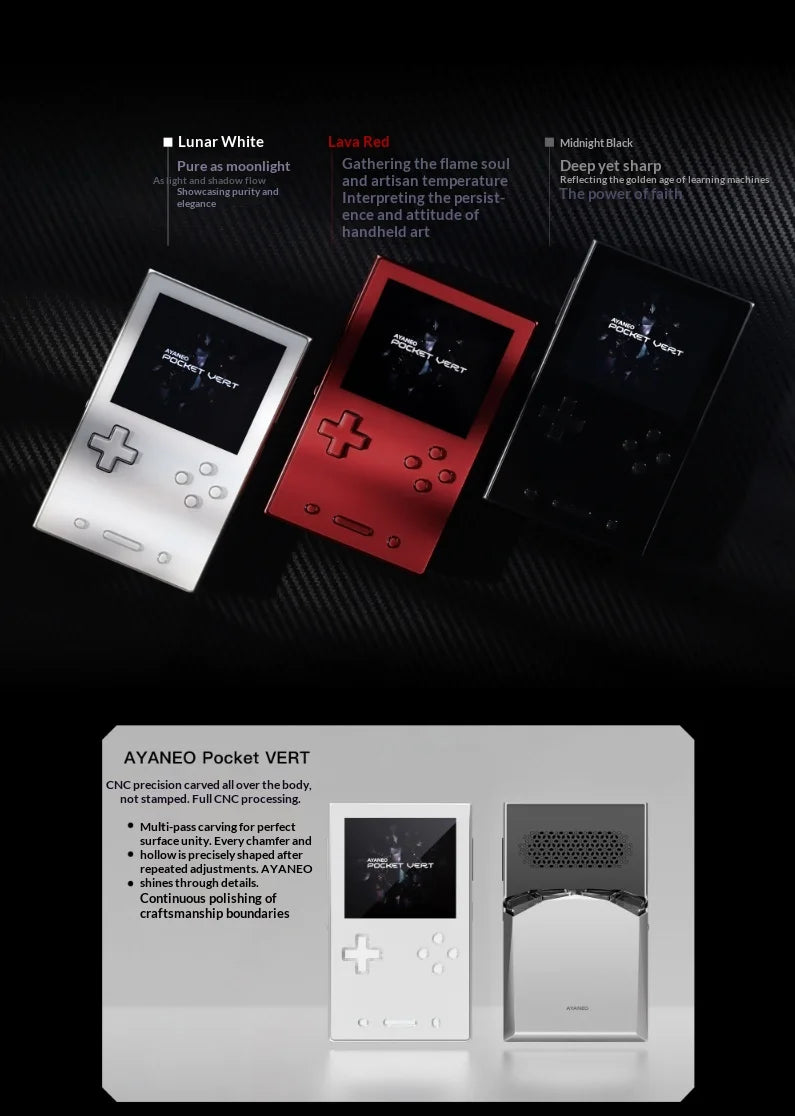 AYANEO Pocket VERT Game Console 3.5Inch 1440*1600 LTPS LCD Screen LTPS LCD 6000mAh Gyroscope WiFi BT Handheld Game Consoles Gift