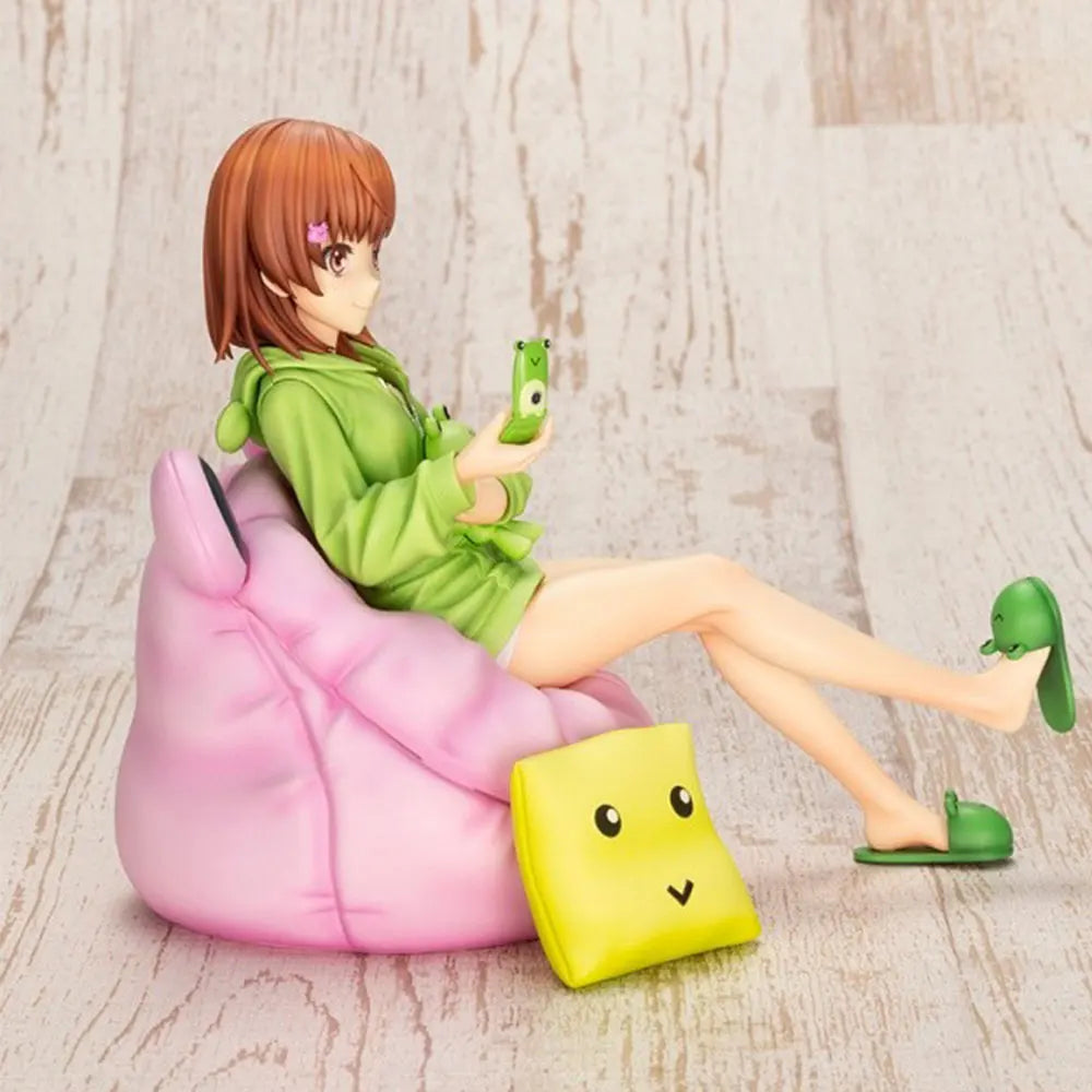 11CM Anime To Aru Kagaku no Railgun T - Misaka Mikoto Figure Seated Instant Noodle Press Anime Model Figures