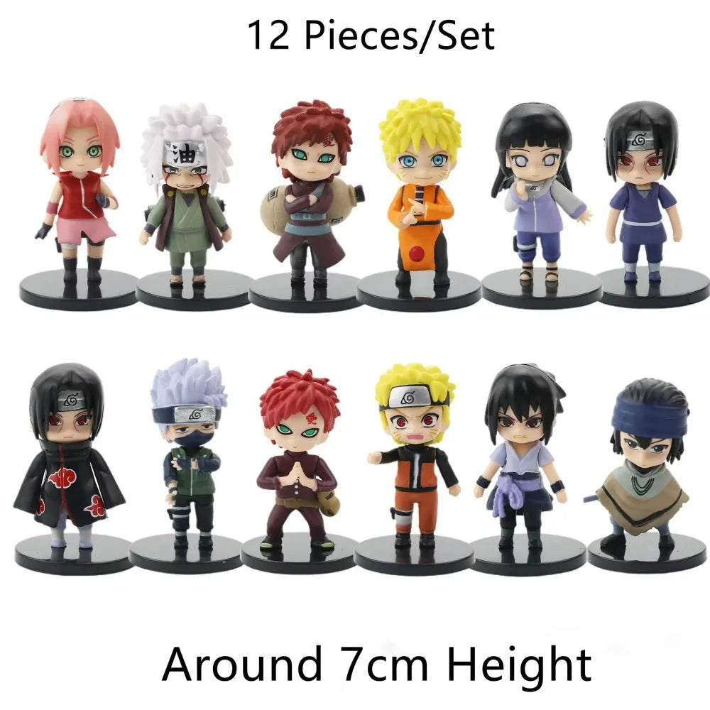 7cm 12pcs/set Anime Naruto Figure Model Toy Q Version PVC Shippuden Hinata Sasuke Itachi Kakashi Gaara Action Figure Statue Toy