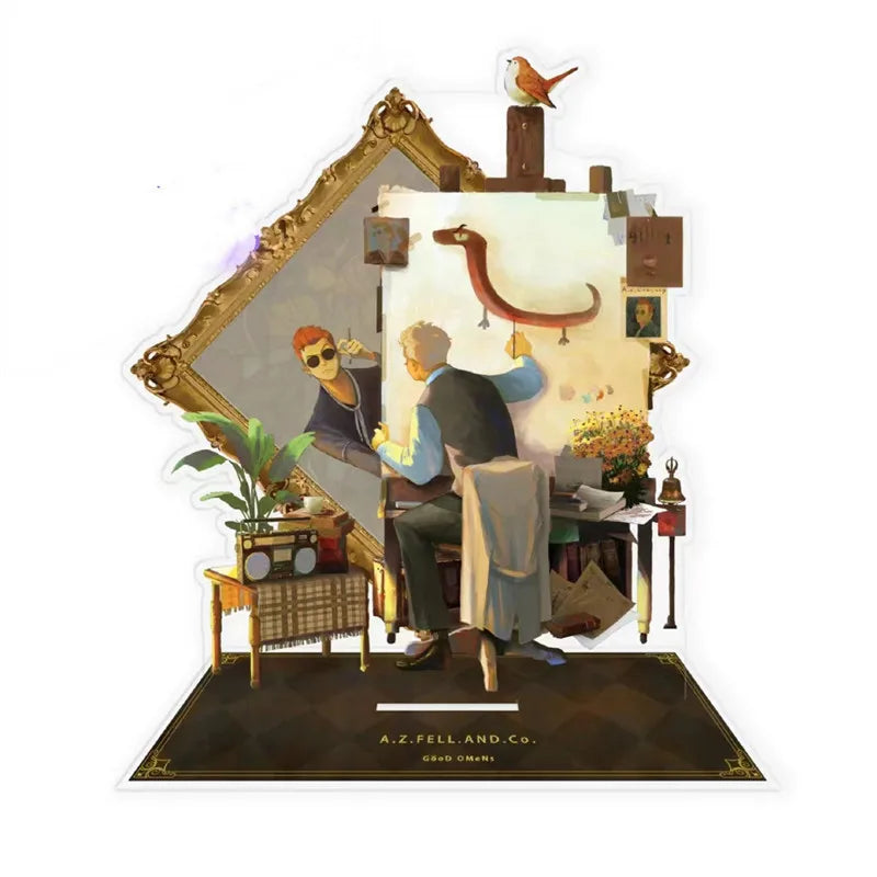 Good Omens Anime Acrylic Stand Aziraphale Crowley Desktop Display Angel Demon Room Decor Cartoon Goods Accessories Collection
