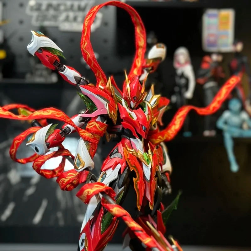 Motor Nuclear Mech Model Nezha Six-Armed Mecha With Lotus Base Alloy Skeleton Assembly Statue Kit Action Figures Toys Boys Gifts