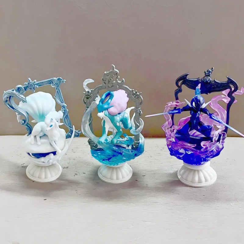 Re-Ment Pokemon Figures Decorative Frame Collection Alolan Ninetales Ceruledge Serperior Pikachu Suicune Sylveon PVC Model Toys